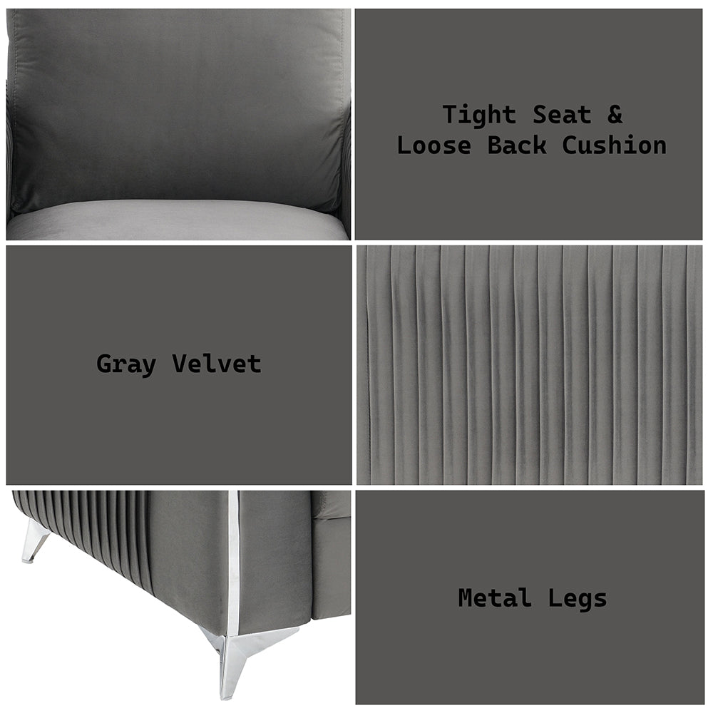 Wenona Gray Velvet Loveseat - Ornate Home