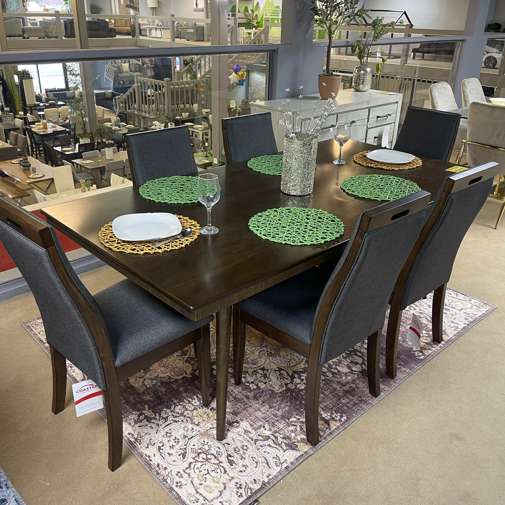 Wes Grey & Dark Walnut 7pc Rectangular Dining Room Set - Ornate Home