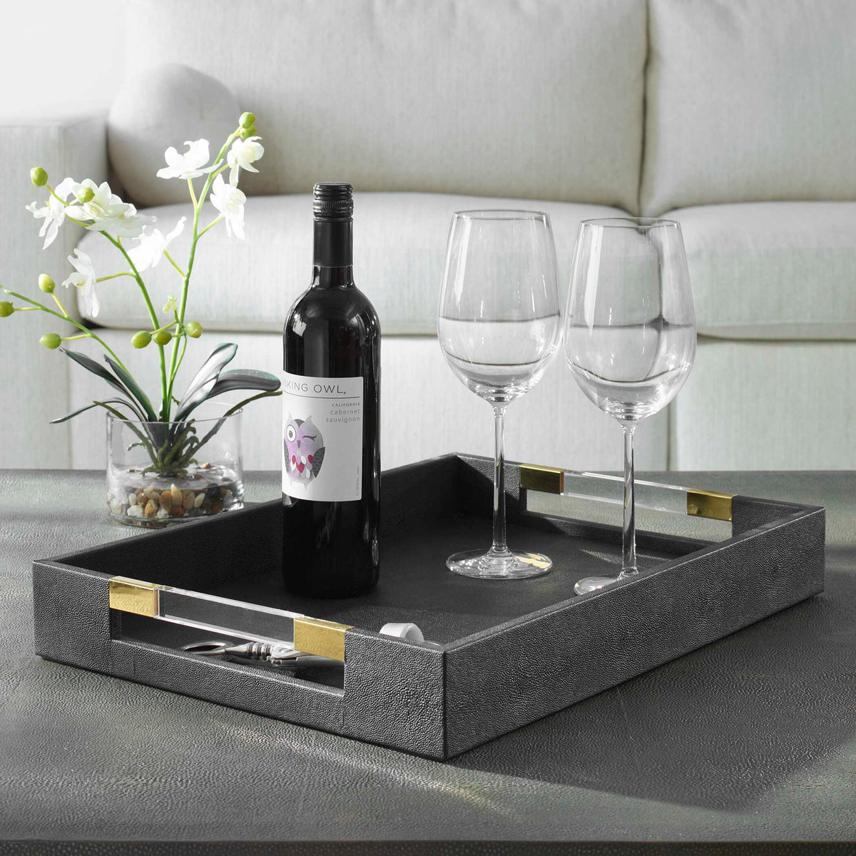 Wessex Black Shagreen Tray - Ornate Home