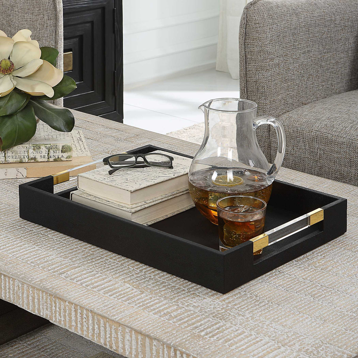 Wessex Black Shagreen Tray - Ornate Home
