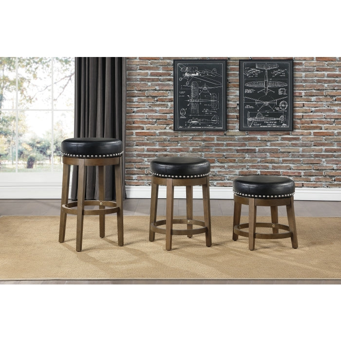Westby Black/Brown Round Swivel Counter Height Stool (Set of 2) - Ornate Home