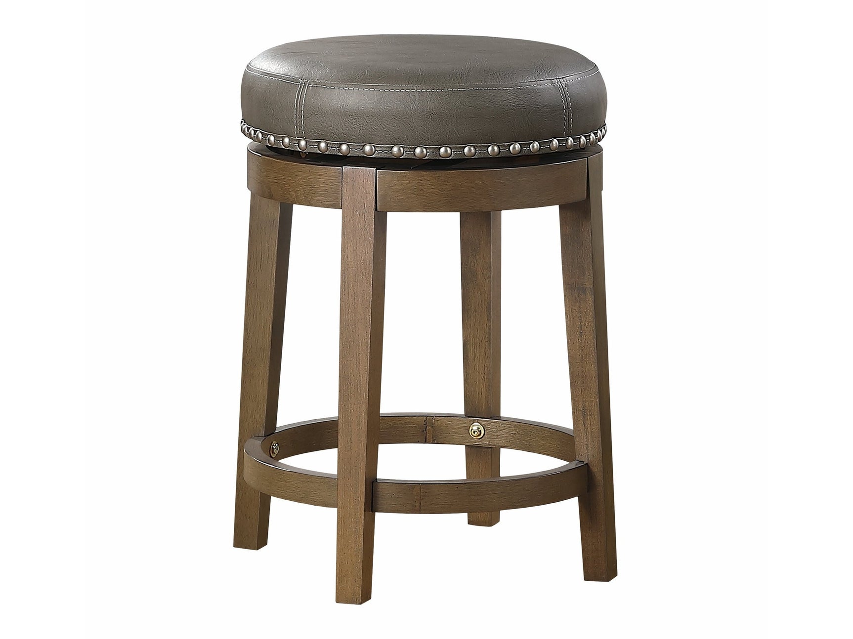 Westby Gray/Brown Round Swivel Counter Height Stool (Set of 2) - Ornate Home