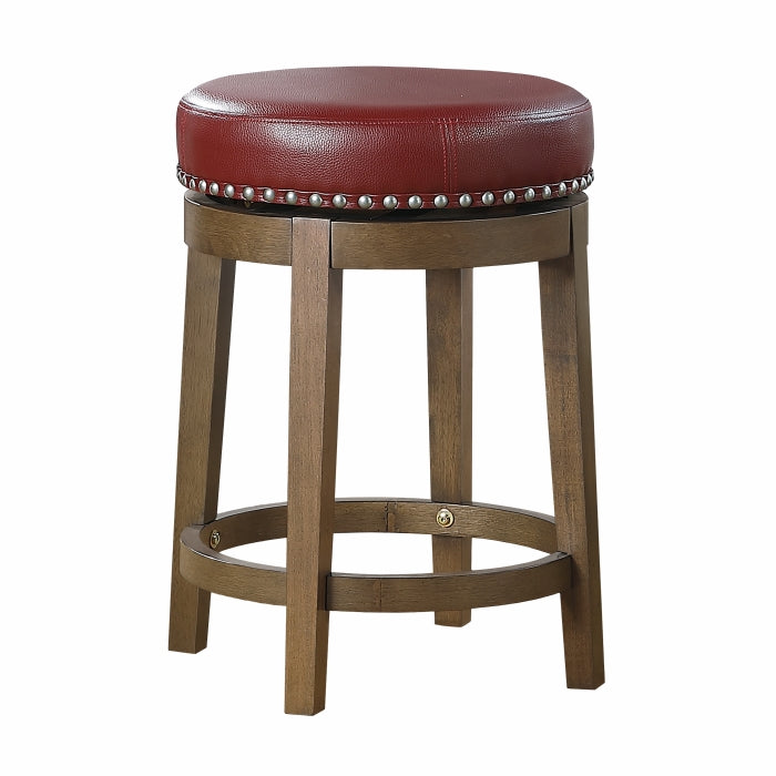 Westby Red/Brown Round Swivel Counter Height Stool - Ornate Home