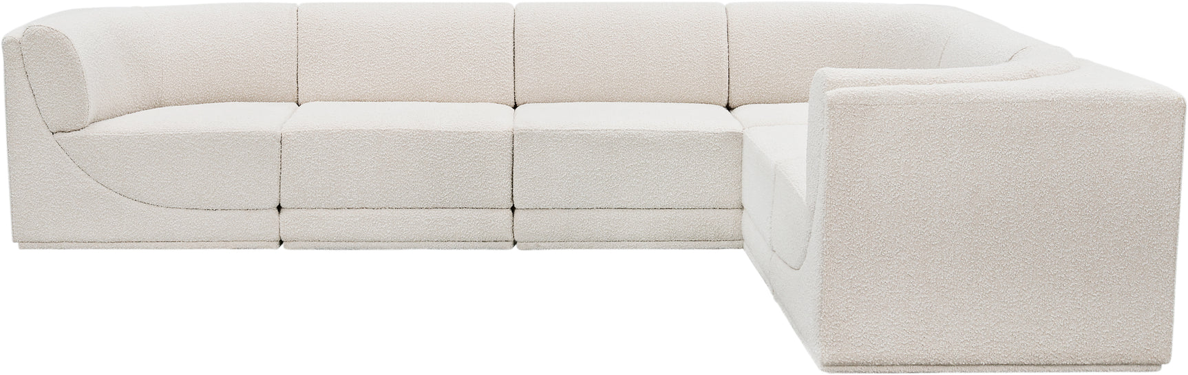Westcoast Cream 128" Boucle Fabric Upholstered 6pc. Modular Sectional - Ornate Home