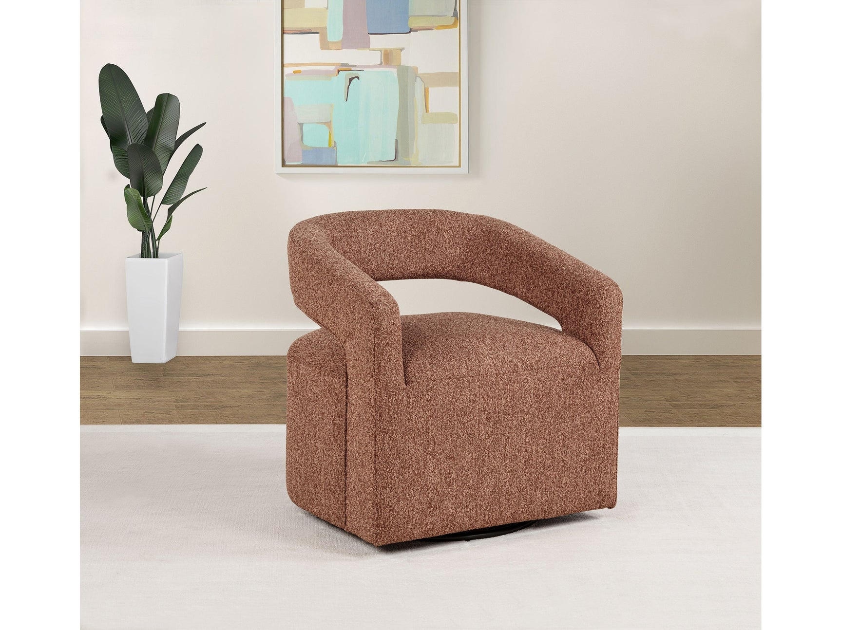 Westhill Berry Boucle Upholstered Swivel Accent Chair - Ornate Home