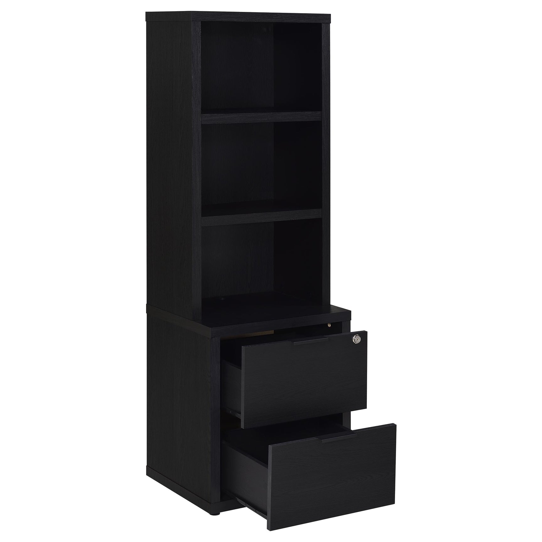 Westpark Black 3-shelf Bookcase USB and Lockable Drawer - Ornate Home