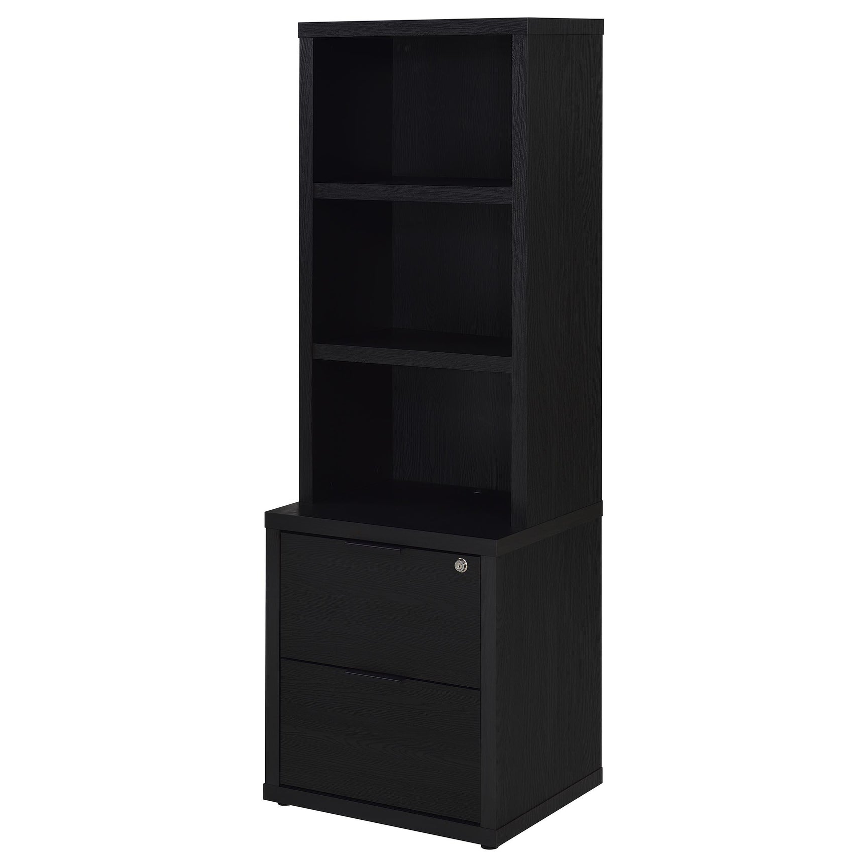 Westpark Black 3-shelf Bookcase USB and Lockable Drawer - Ornate Home