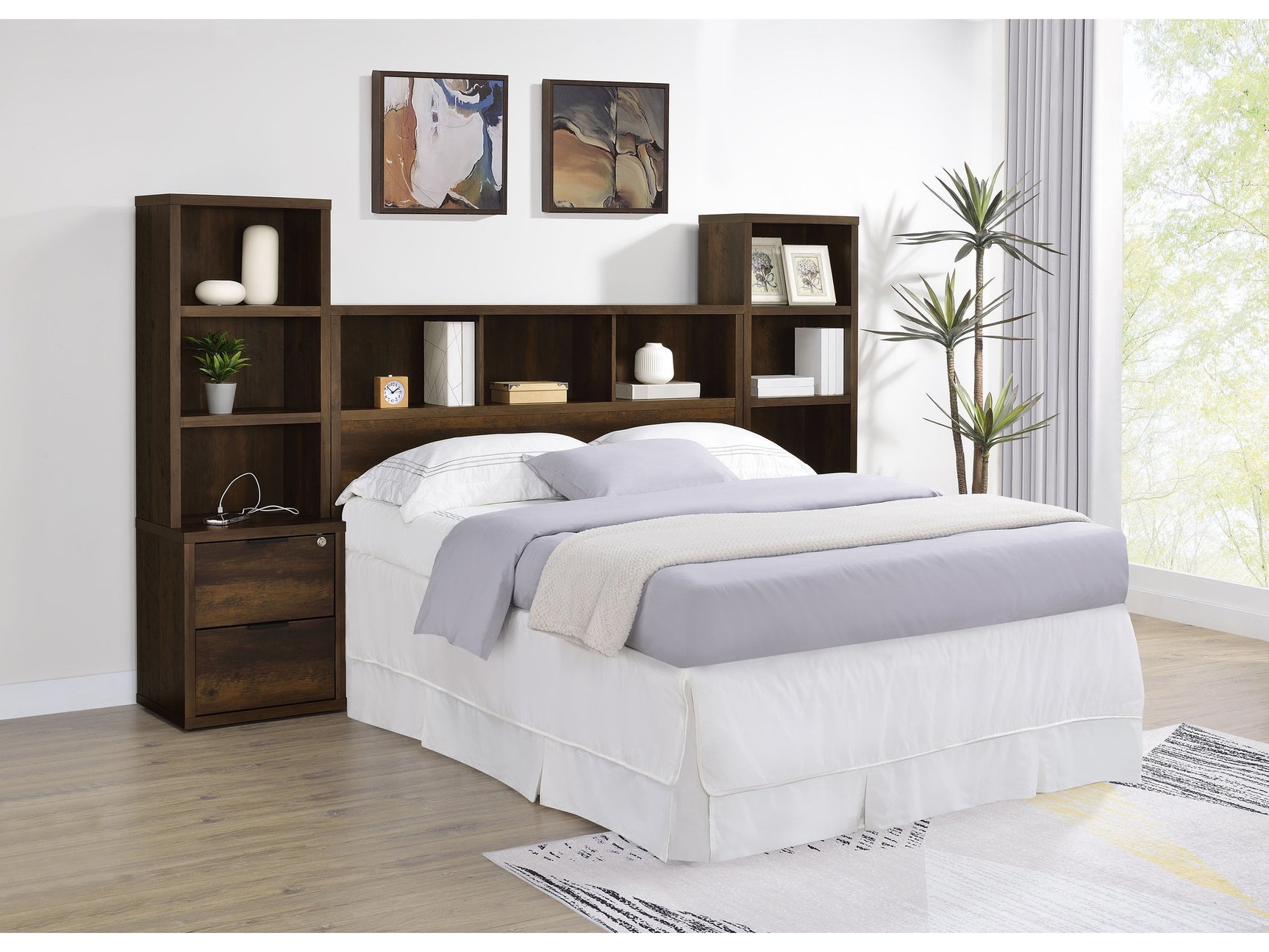 Westpark Dark Pine 3-piece Queen Bedroom Set Bookcase Head - Ornate Home