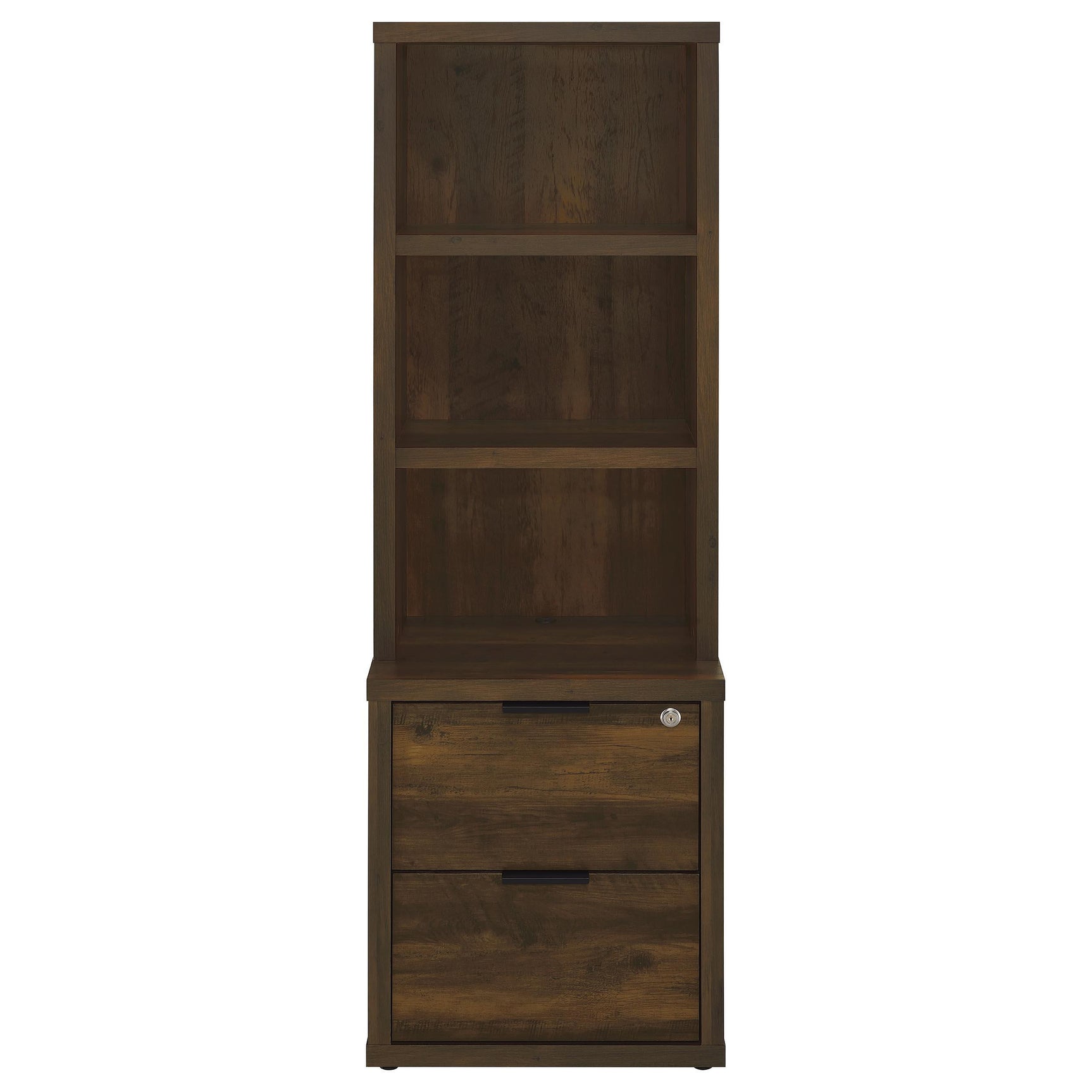 Westpark Dark Pine 3-shelf Bookcase USB and Lockable Drawer - Ornate Home