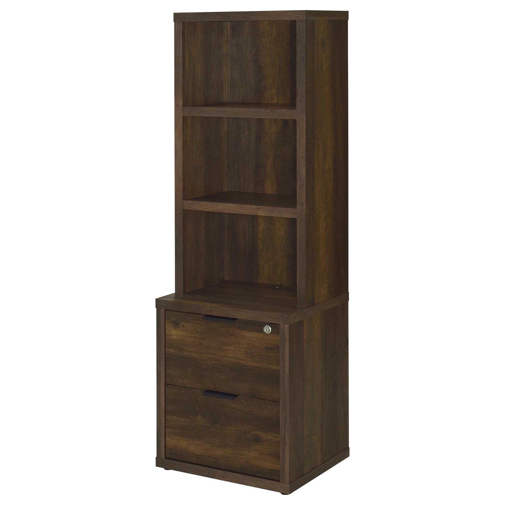 Westpark Dark Pine 3-shelf Bookcase USB and Lockable Drawer - Ornate Home