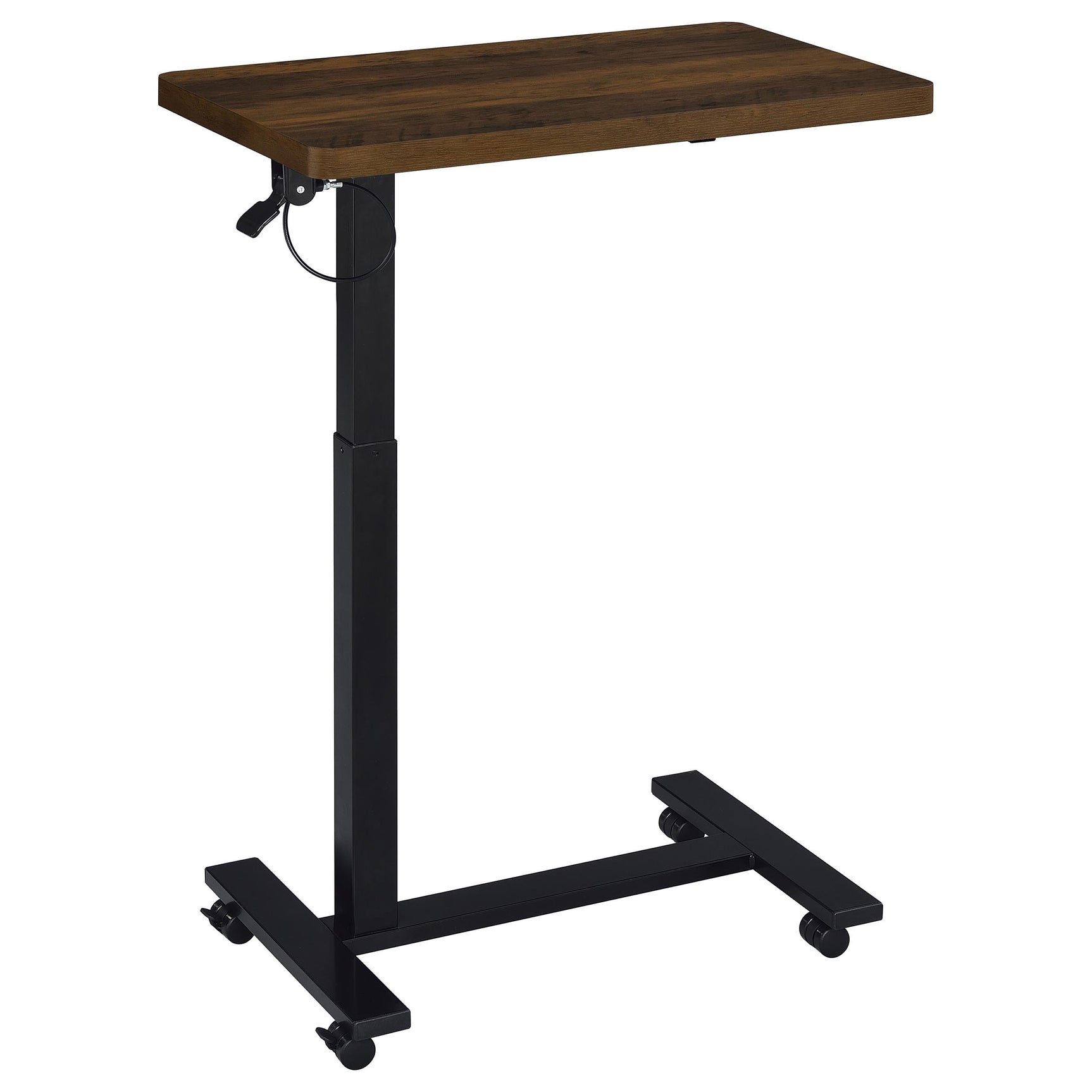 Westpark Dark Pine Pneumatic Adjustable C-Shape Side Table with Casters - Ornate Home