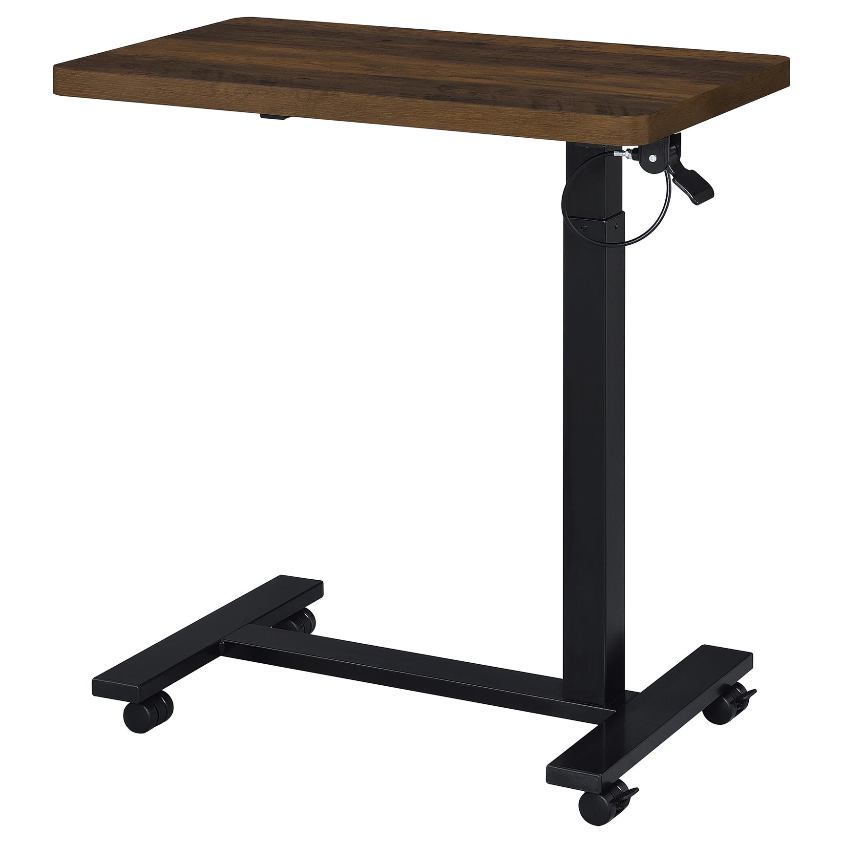 Westpark Dark Pine Pneumatic Adjustable C-Shape Side Table with Casters - Ornate Home