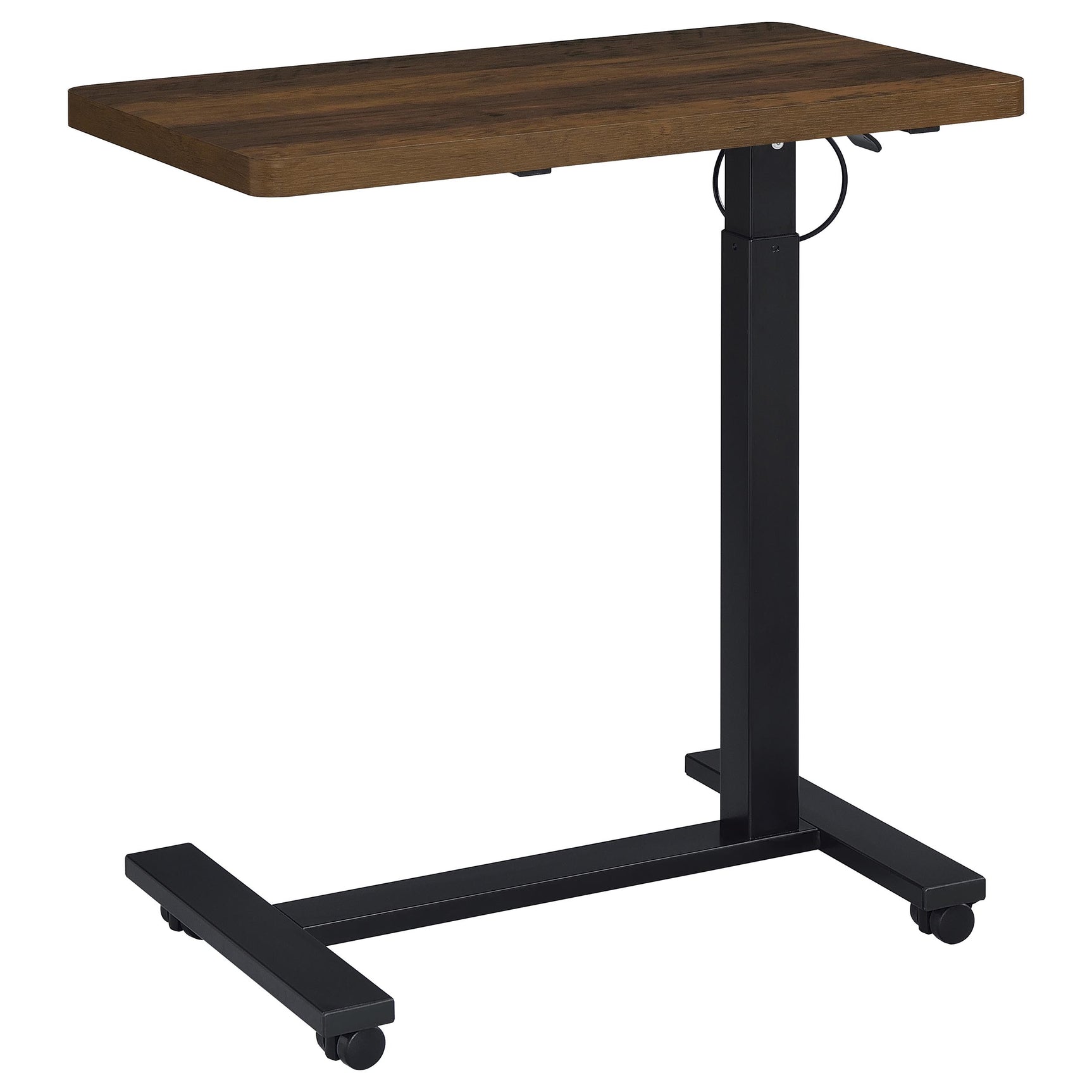 Westpark Dark Pine Pneumatic Adjustable C-Shape Side Table with Casters - Ornate Home
