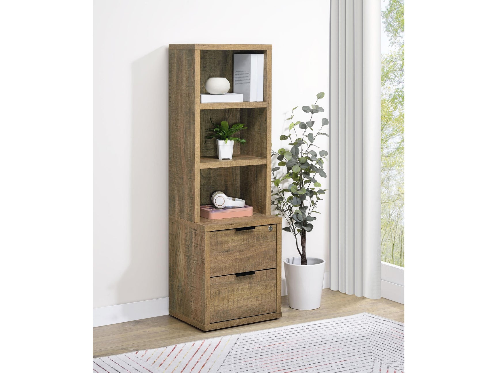 Westpark Mango 3-shelf Bookcase USB and Lockable Drawer - Ornate Home