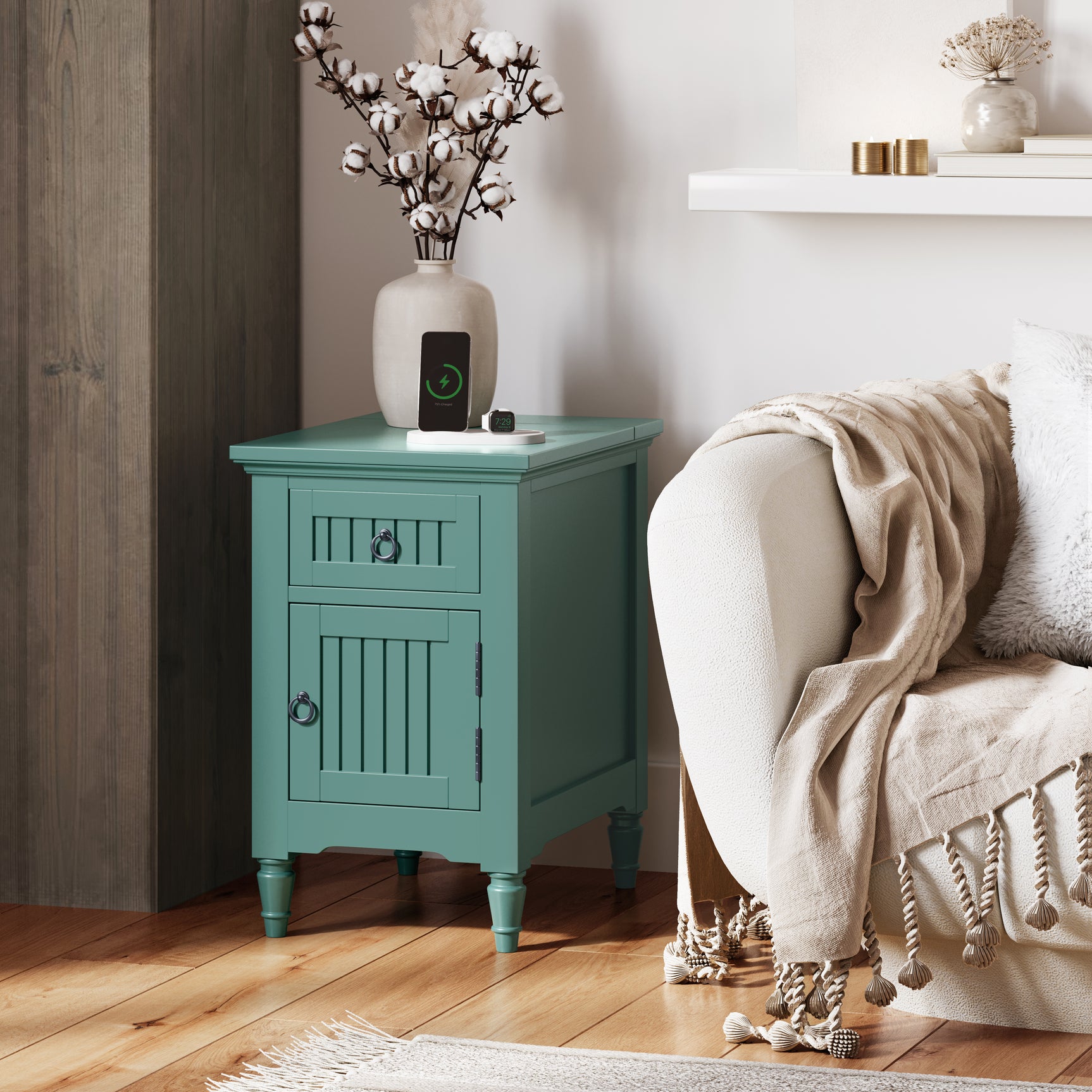 Westport Fern Green Power Chairside Table - Ornate Home