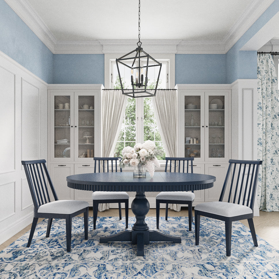 Westport Navy 66 Oval Dining Table & 4 Dowel Back Chairs - Ornate Home