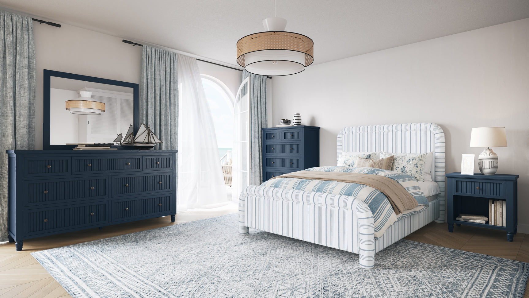 Westport Navy Full UPH Bed - Ornate Home