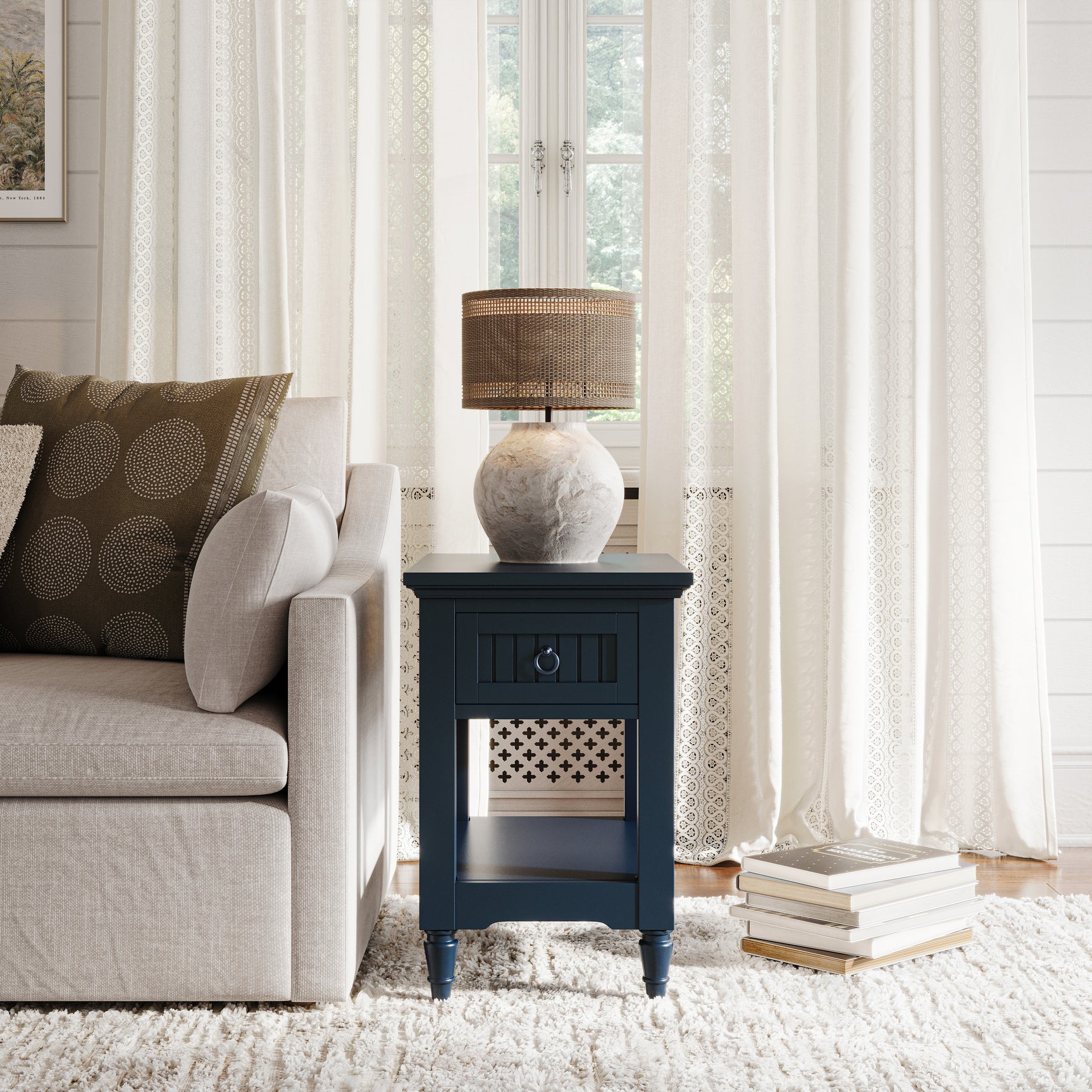 Westport Navy Leg Chairside Table - Ornate Home
