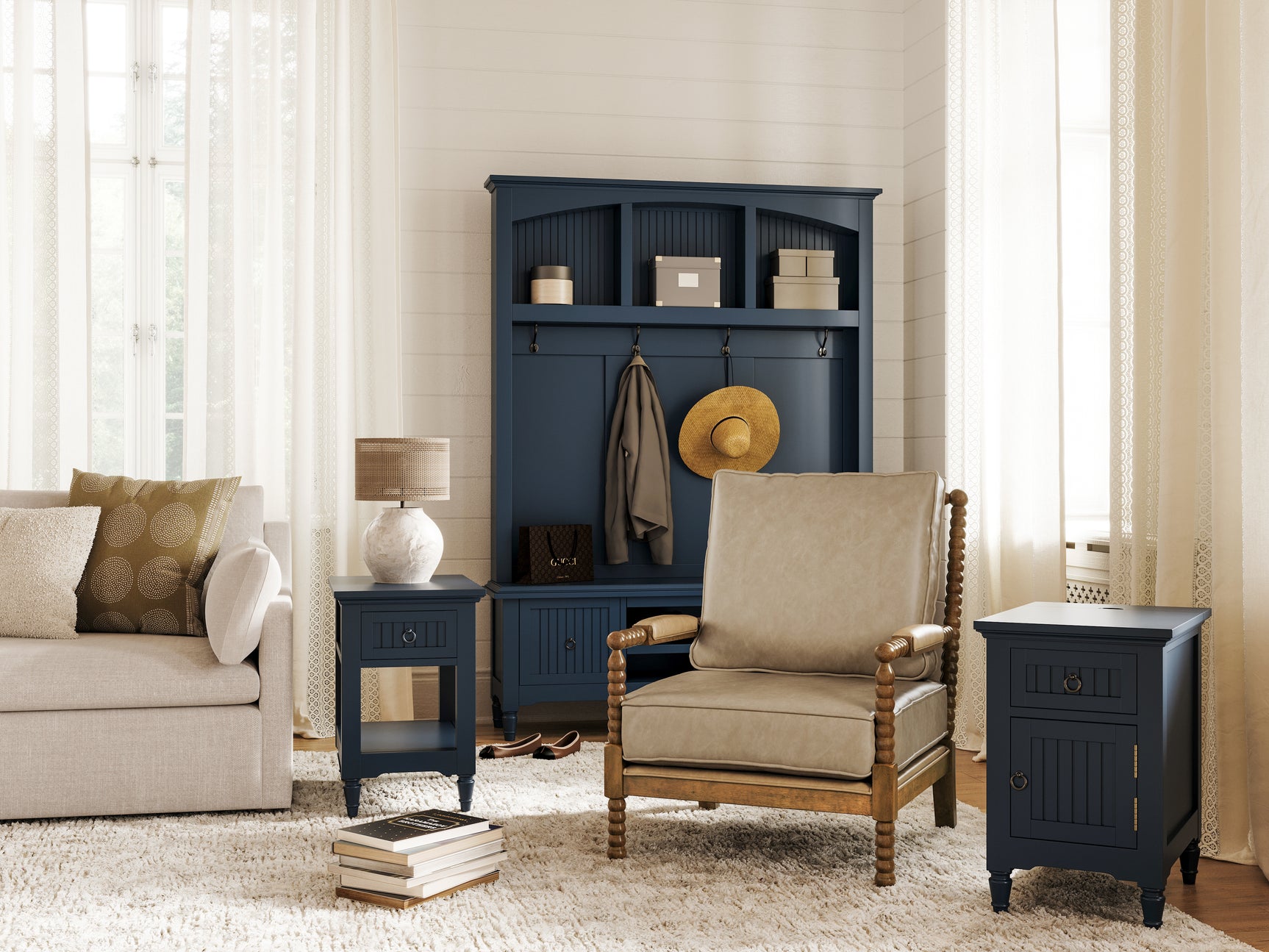 Westport Navy Power Chairside Table - Ornate Home