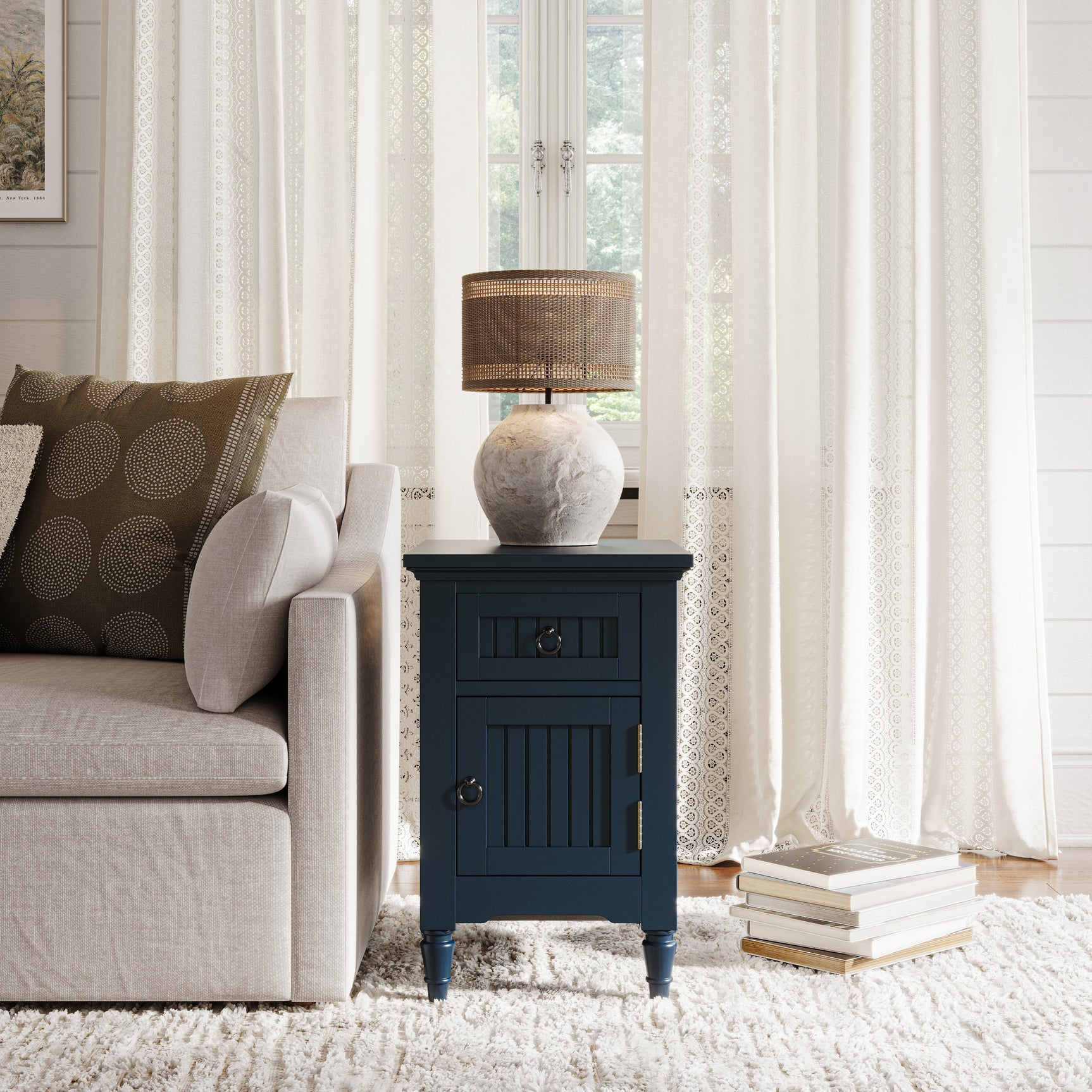 Westport Navy Power Chairside Table - Ornate Home