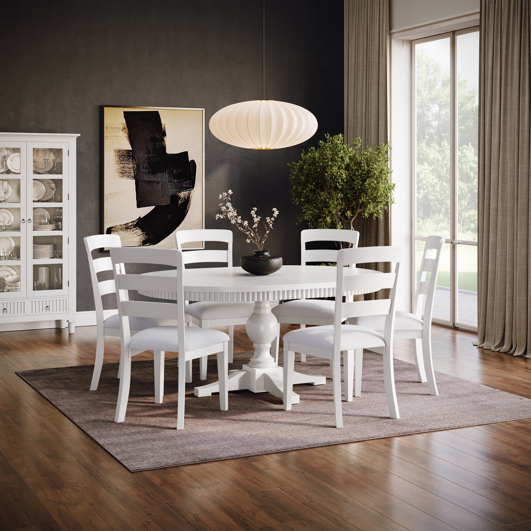 Westport White 66 Oval Dining Table & 6 Ladderback Chairs - Ornate Home