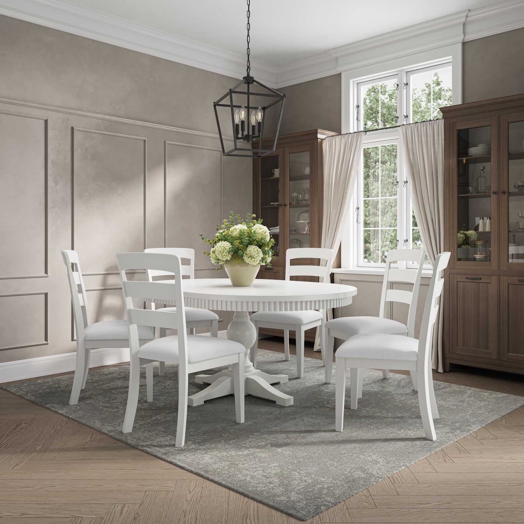 Westport White 66 Oval Dining Table & 6 Ladderback Chairs - Ornate Home