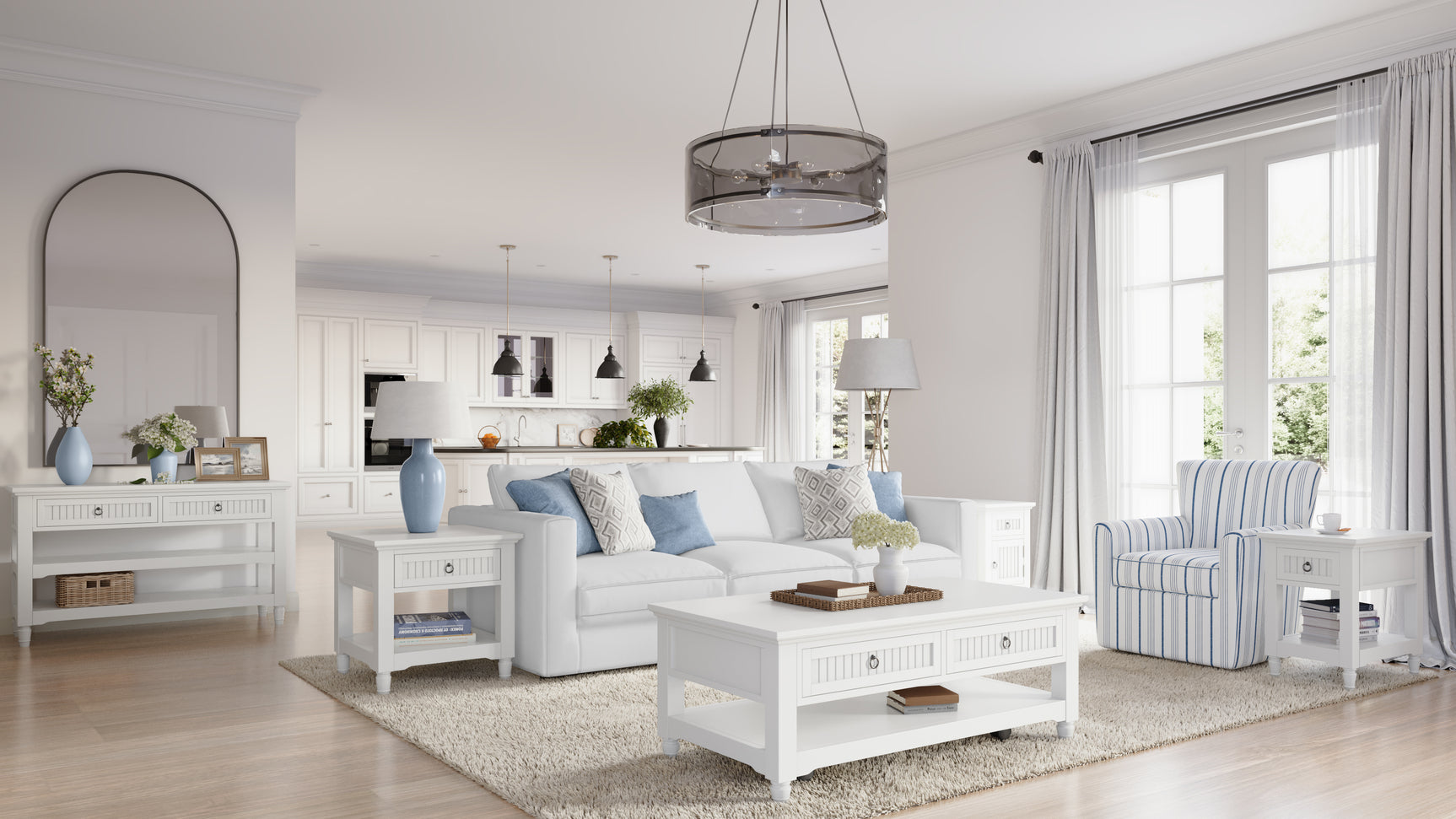 Westport White Castered Cocktail Table - Ornate Home