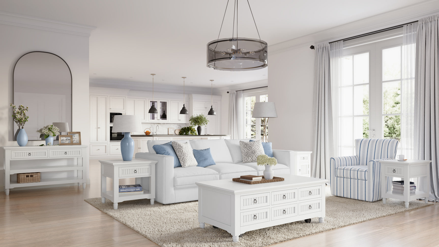 Westport White Castered Lift Top Cocktail Table - Ornate Home