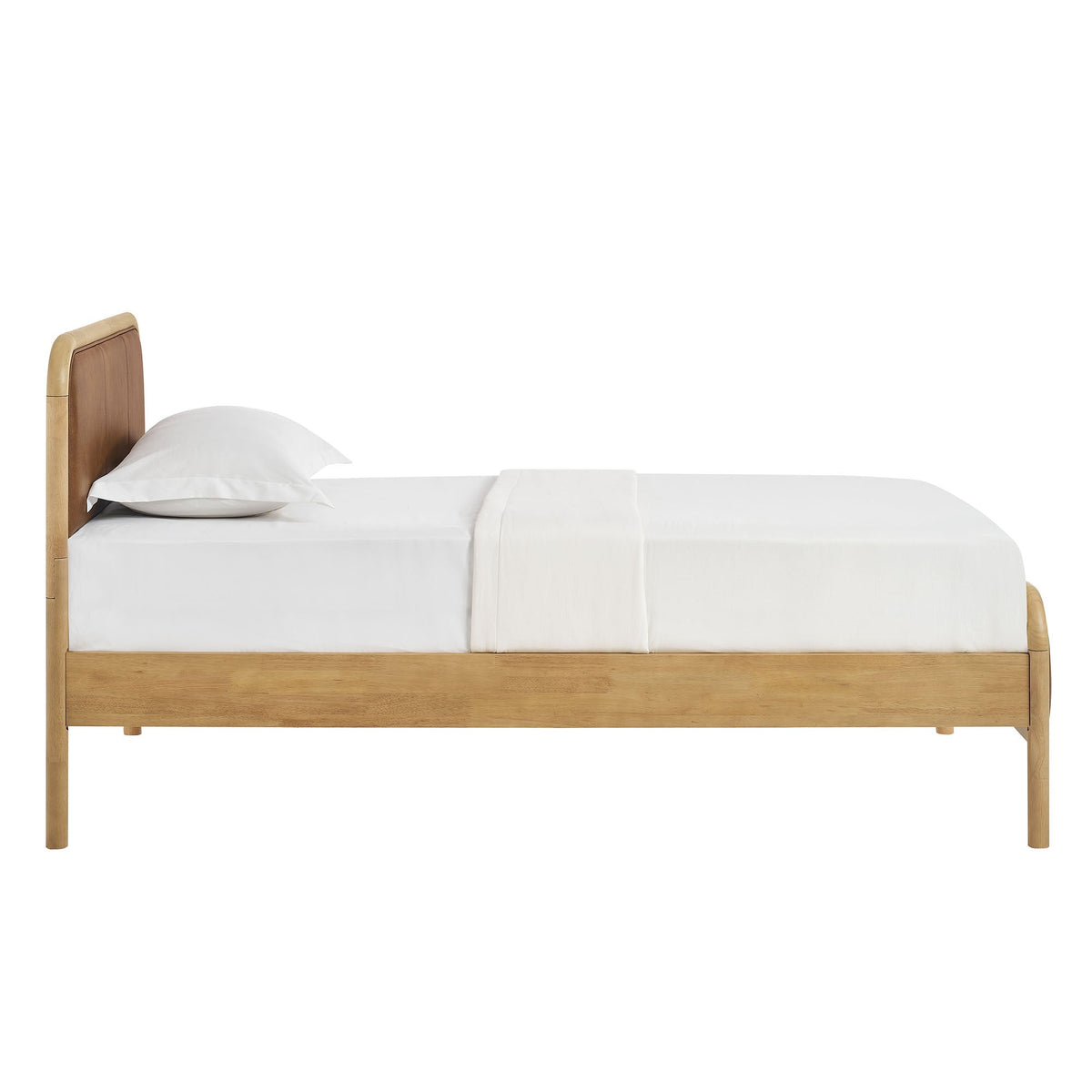 Wexford Light Oak Canyon Vegan Leather Platform Bed