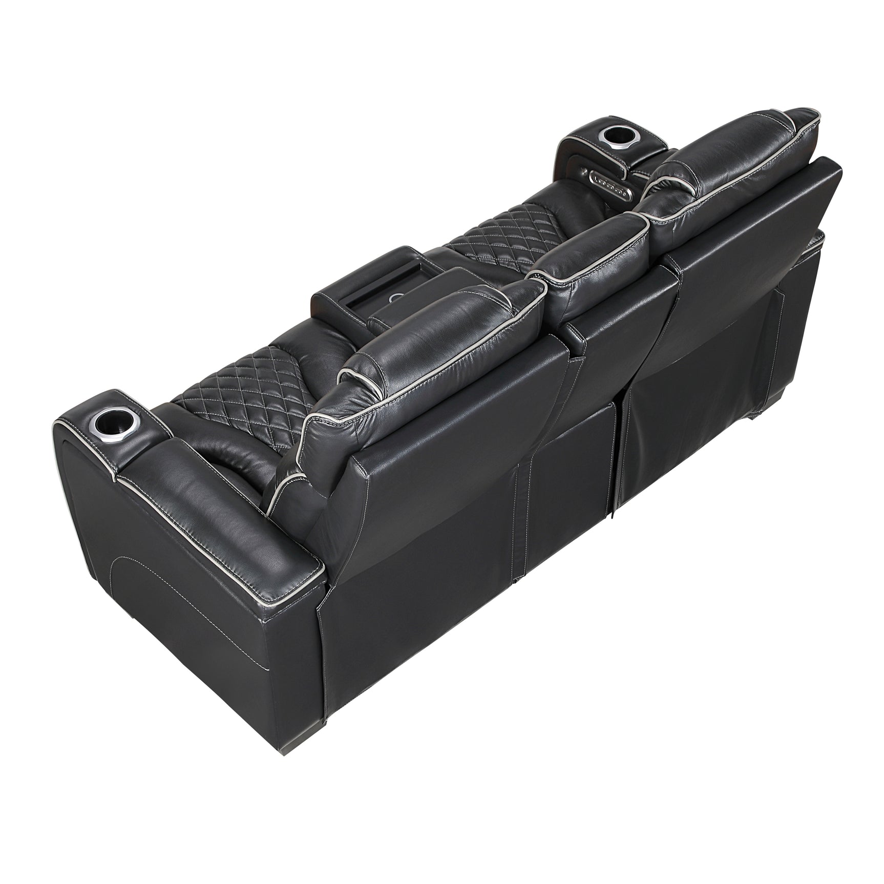 Whiselle Black Power Double Reclining Loveseat - Ornate Home