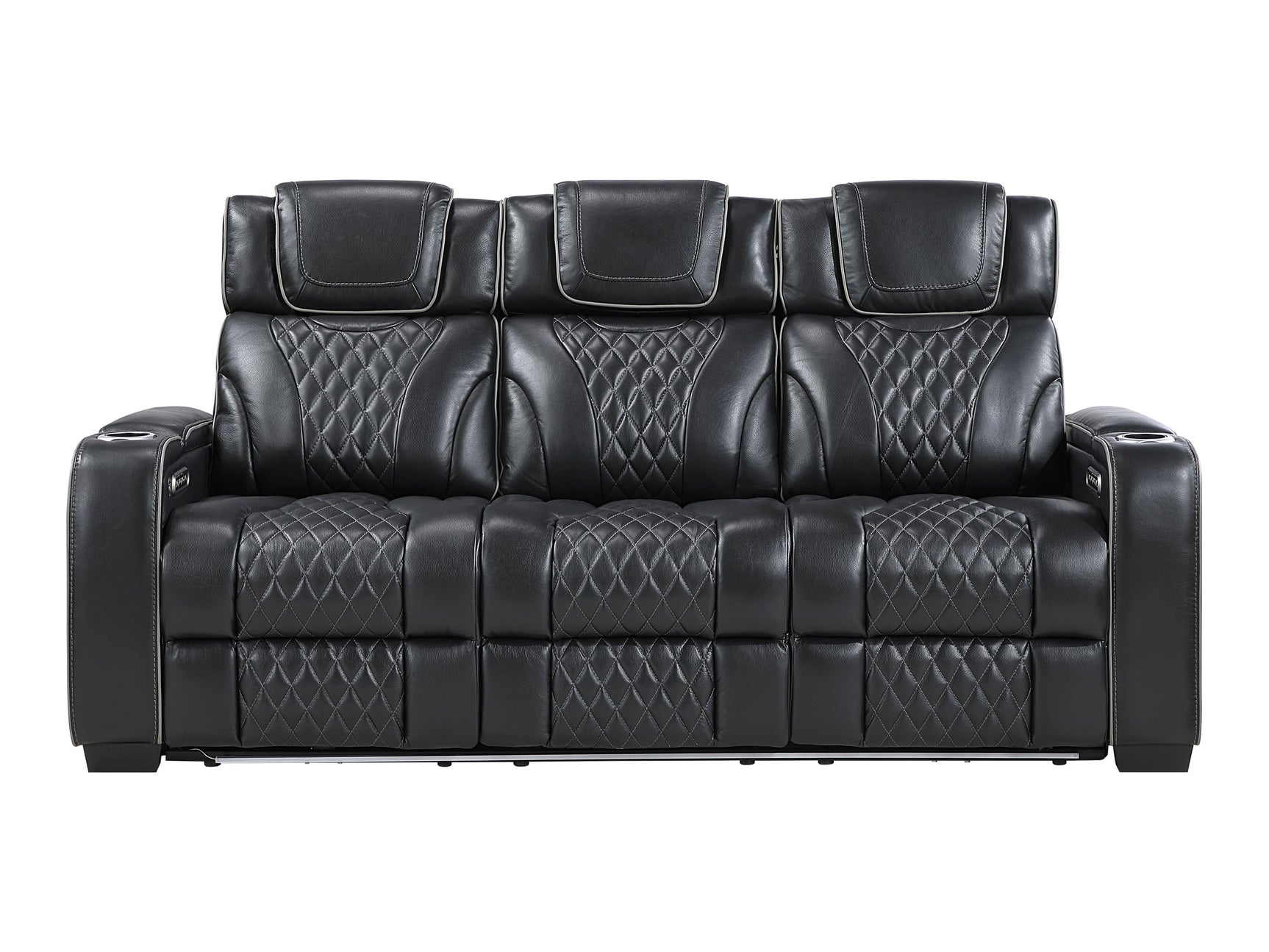 Whiselle Black Power Double Reclining Sofa - Ornate Home