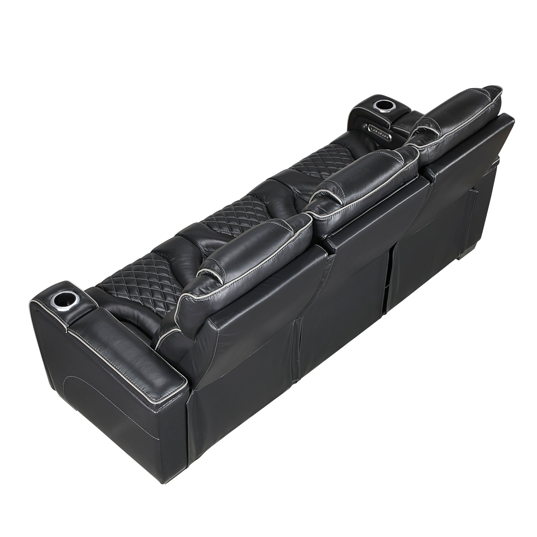 Whiselle Black Power Double Reclining Sofa - Ornate Home