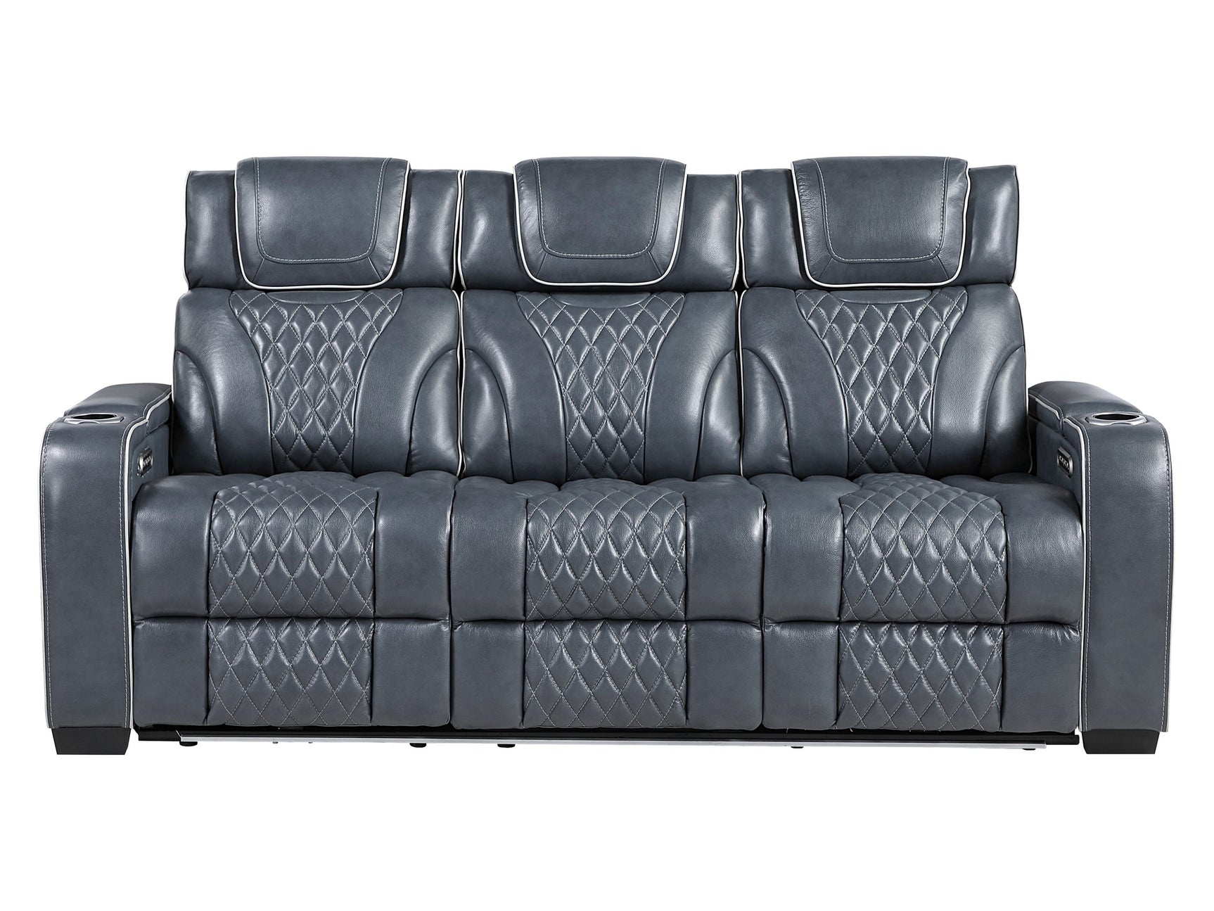 Whiselle Blue Power Double Reclining Sofa - Ornate Home