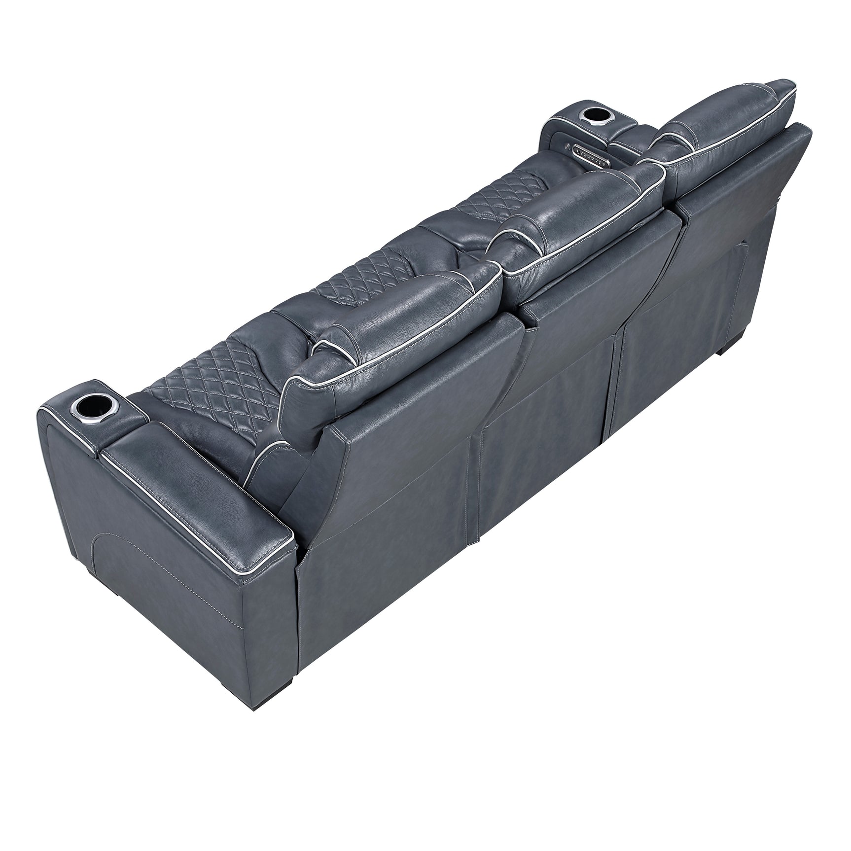 Whiselle Blue Power Double Reclining Sofa - Ornate Home