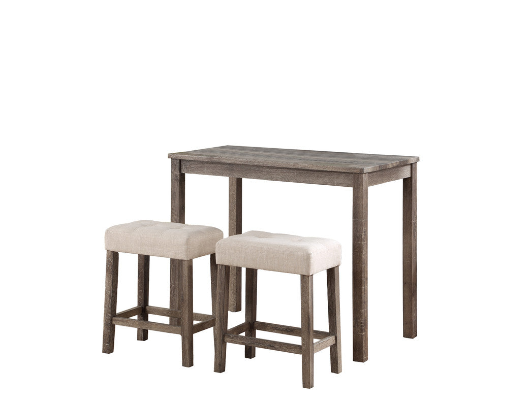 Lux Brown/Creamy White 42" 3-Piece Counter Height Pub Table Set