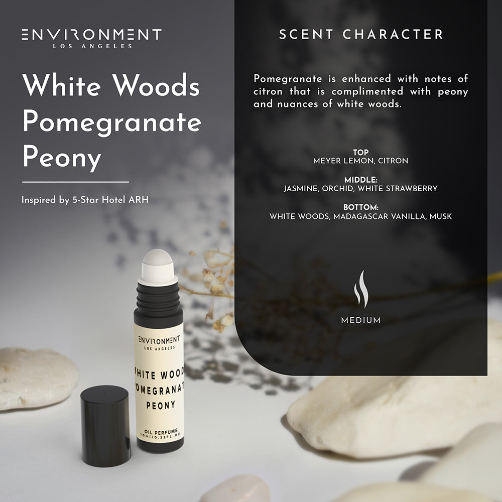 White Woods | Pomegranate | Peony Roll-on Oil Perfume (Inspired by The Aria Hotel®) - Ornate Home