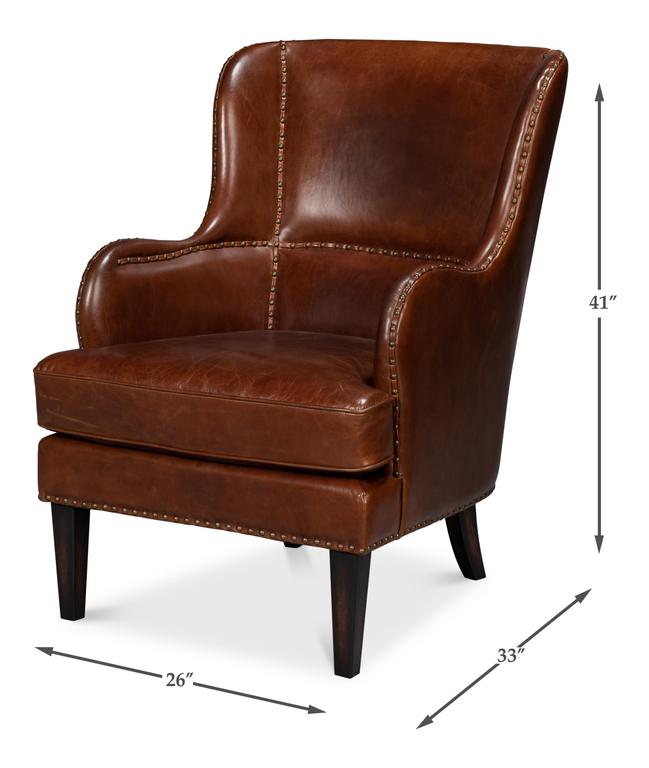 Whitney Brown Distilled Leather Chair - Ornate Home