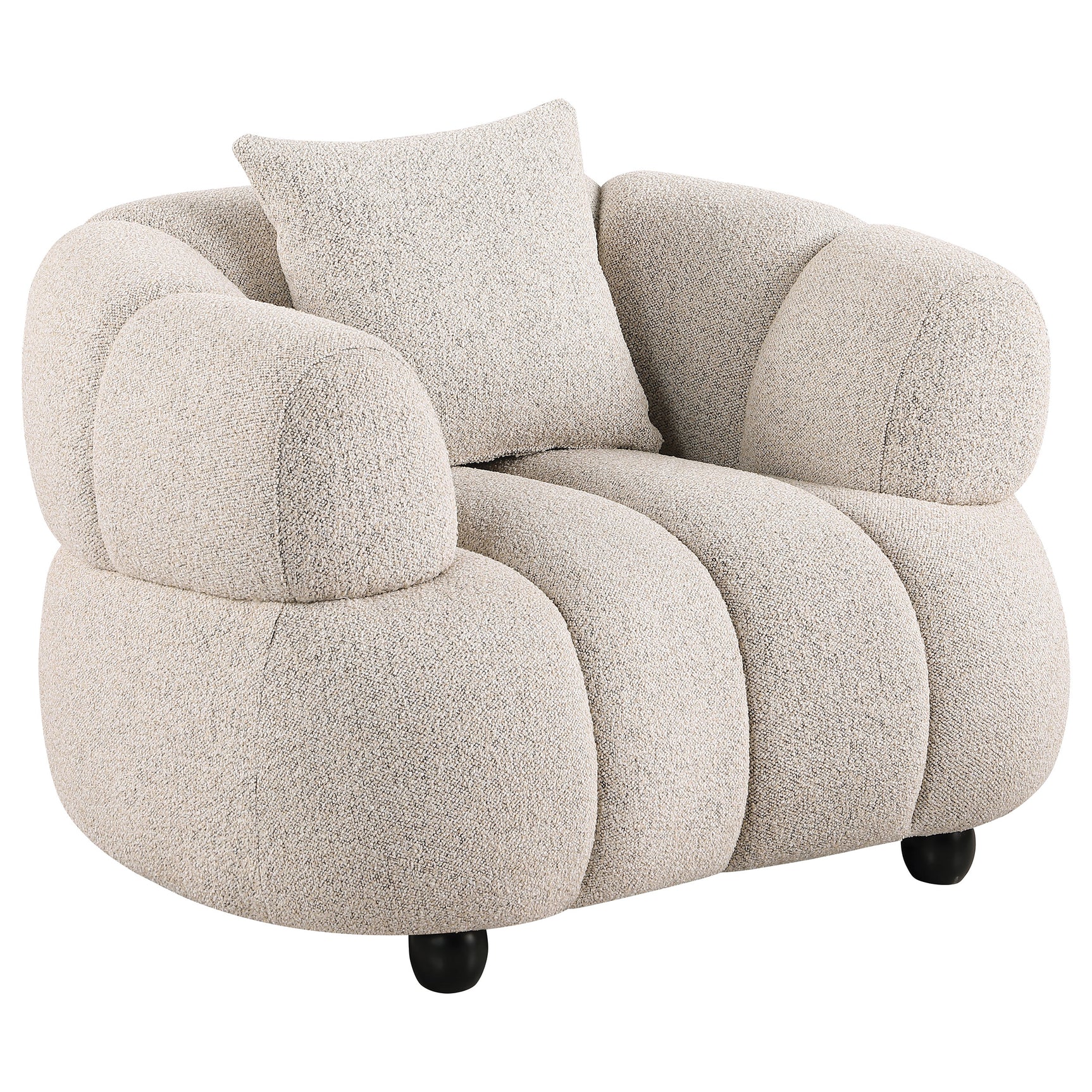 Whitney Pebble Contemporary Channel Tufted Woven Fabric Upholstered Accent Chair - Ornate Home