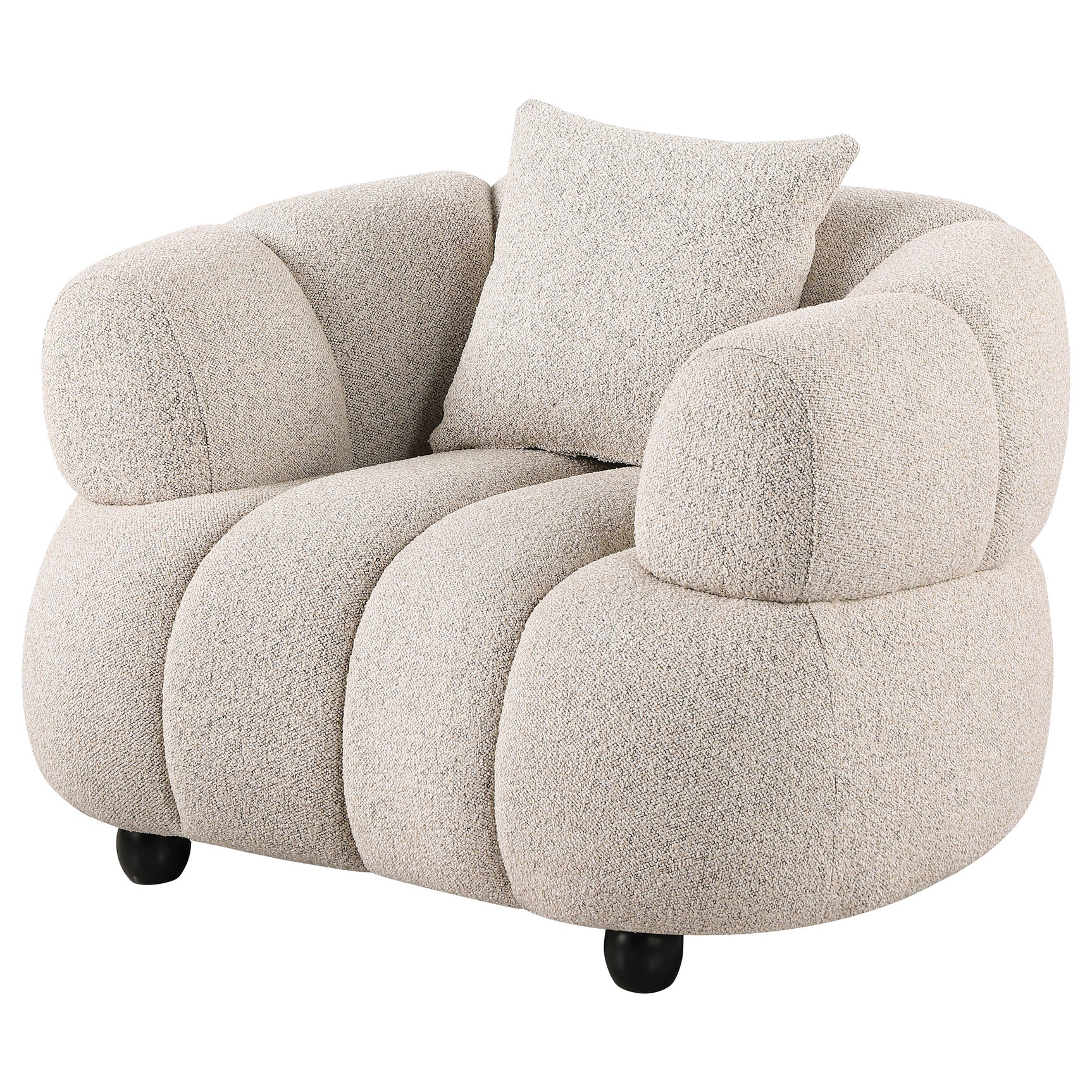 Whitney Pebble Contemporary Channel Tufted Woven Fabric Upholstered Accent Chair - Ornate Home