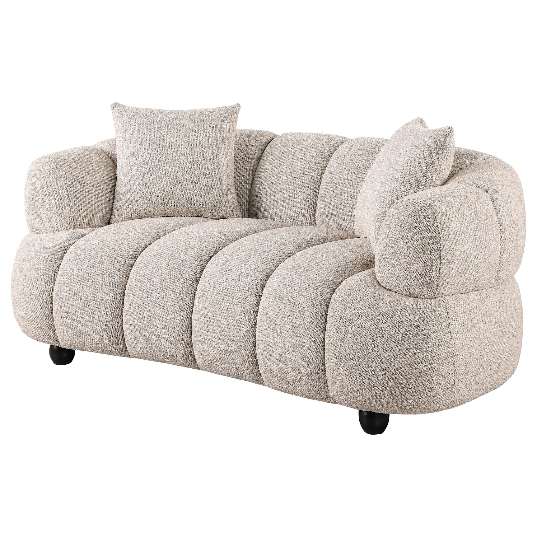 Whitney Pebble Contemporary Channel Tufted Woven Fabric Upholstered Loveseat - Ornate Home
