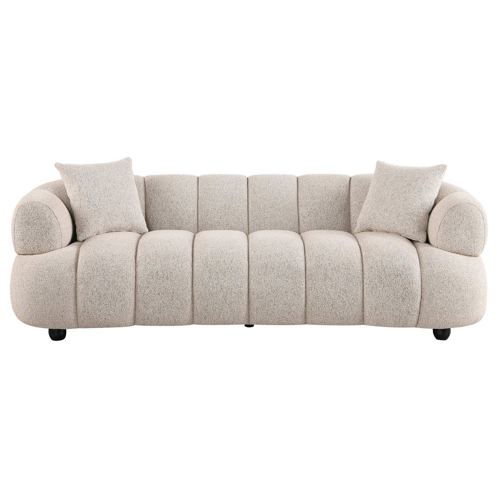 Whitney Pebble Contemporary Channel Tufted Woven Fabric Upholstered Sofa - Ornate Home