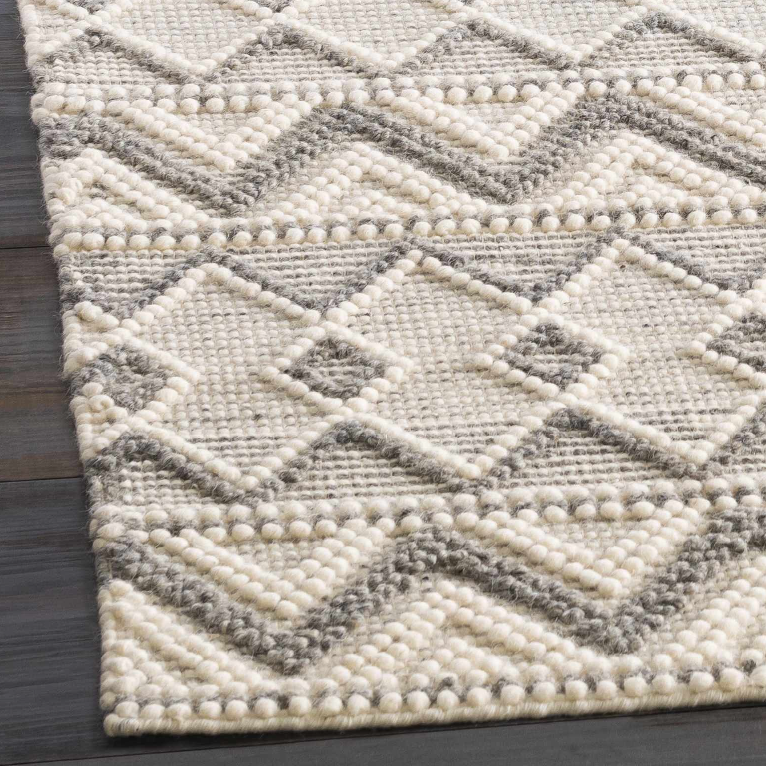 Whittington Gray&Cream Wool Rug - Clearance - Ornate Home