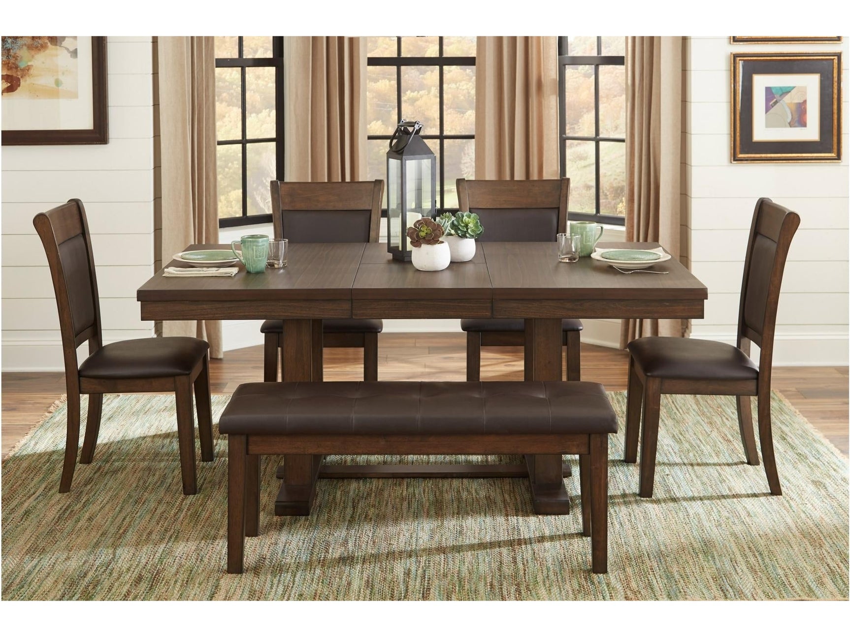 Wieland Light Rustic Brown/Brown 6-Piece Dining Table Set - Ornate Home