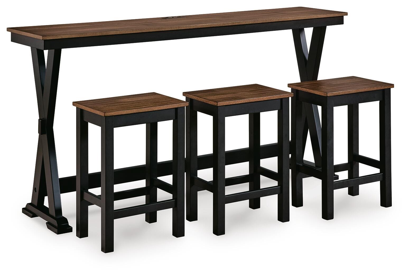Wildenauer Brown/Black Counter Height Dining Table and 3 Barstools Set - Ornate Home