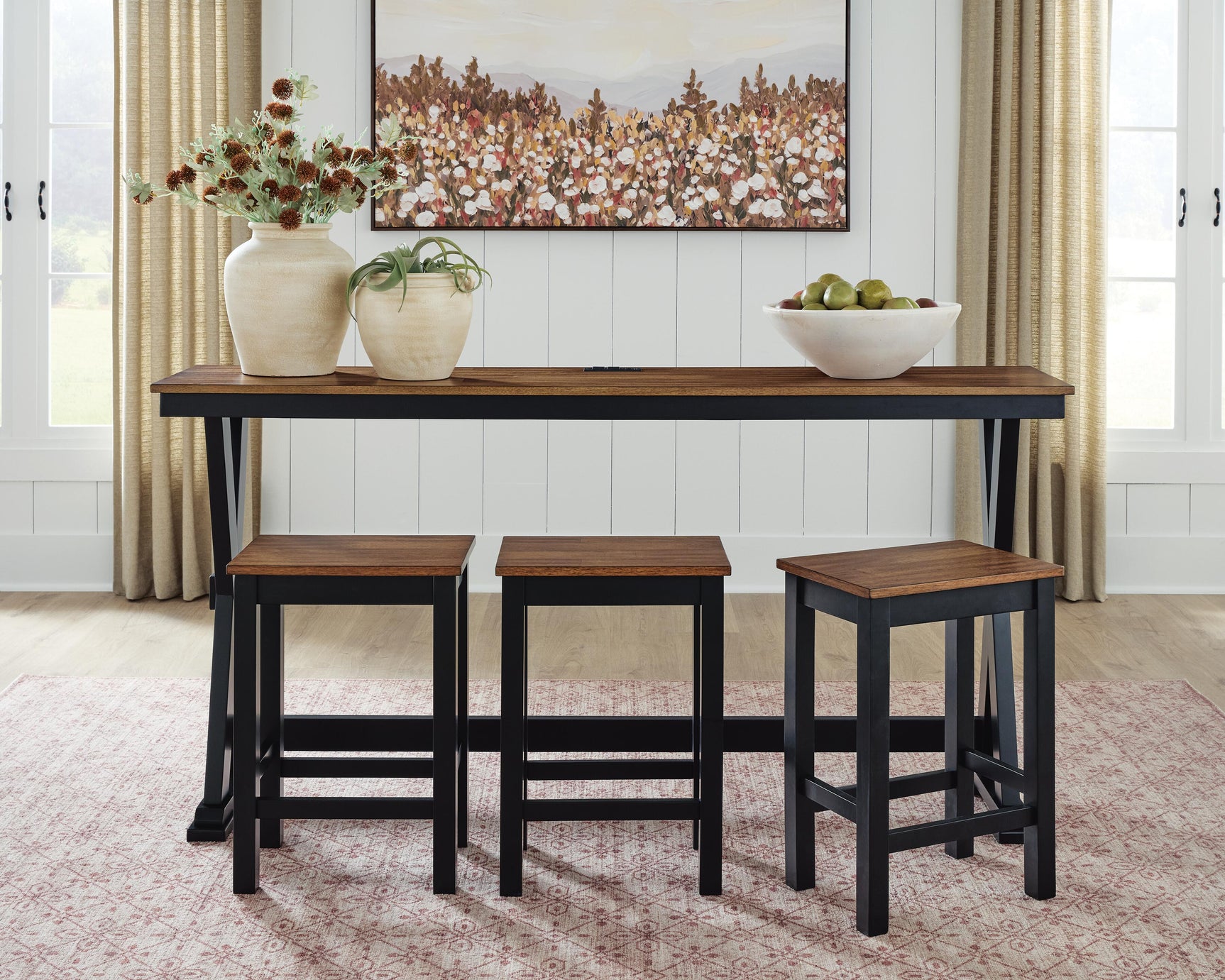 Wildenauer Brown/Black Counter Height Dining Table and 3 Barstools Set - Ornate Home