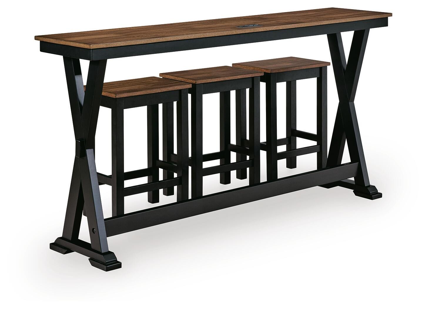 Wildenauer Brown/Black Counter Height Dining Table and 3 Barstools Set - Ornate Home