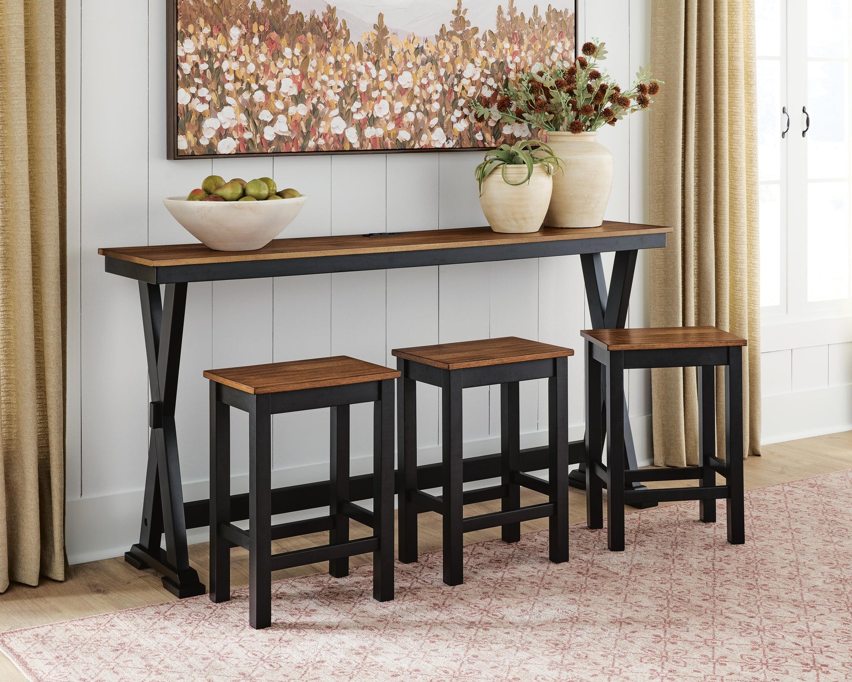 Wildenauer Brown/Black Counter Height Dining Table and 3 Barstools Set - Ornate Home