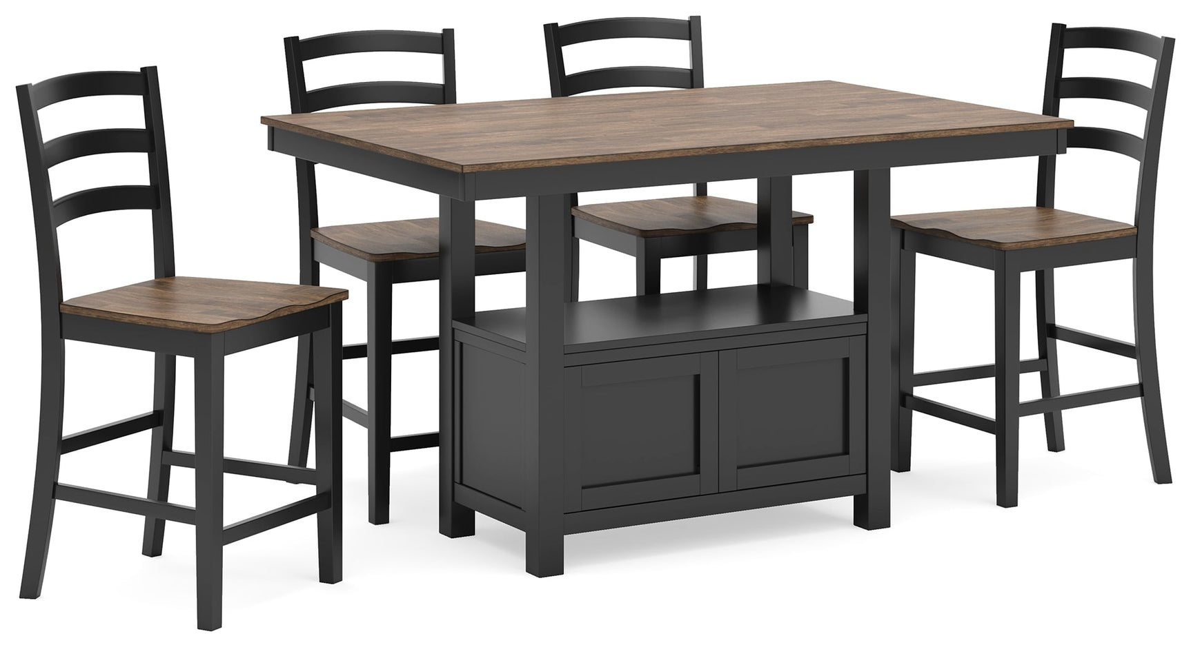 Wildenauer Brown/Black Counter Height Dining Table w/4 Barstools (Online Special Price) - Ornate Home
