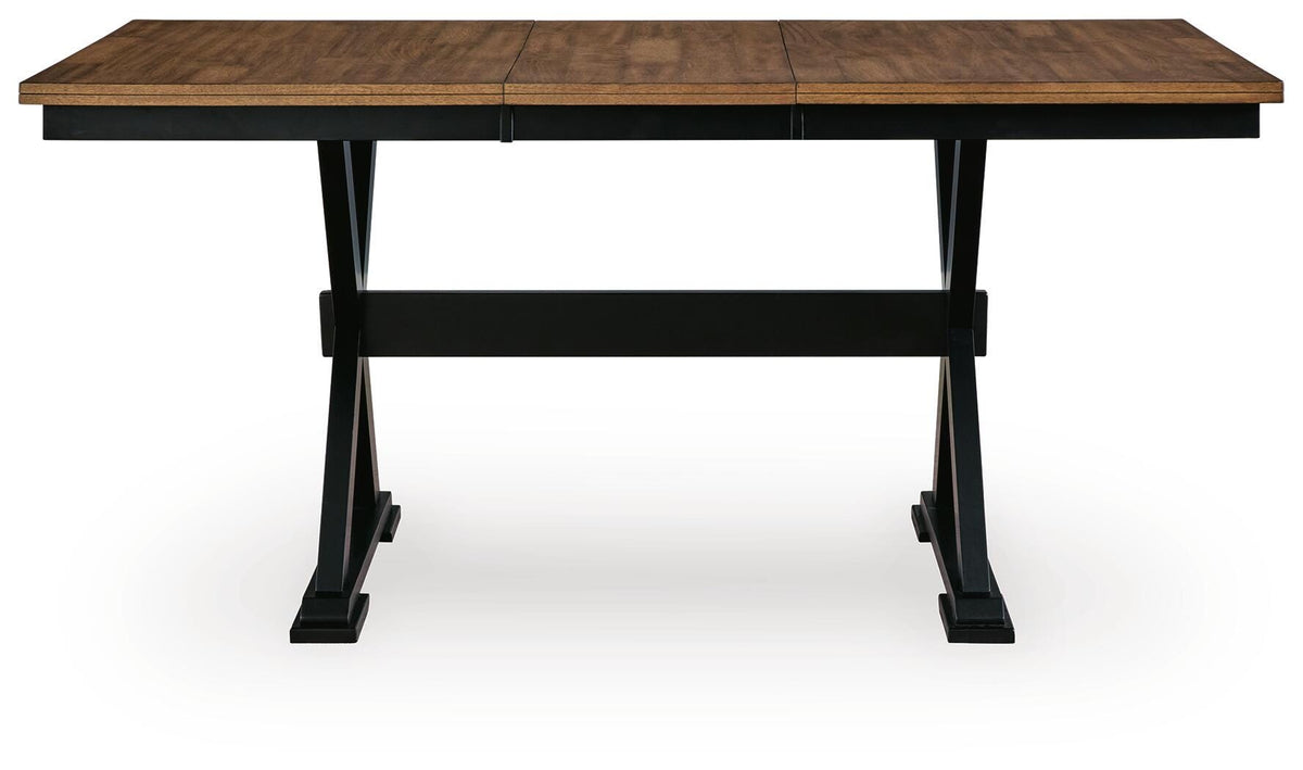 Wildenauer Brown/Black Counter Height Extension Dining Table and 4 Barstools - Ornate Home