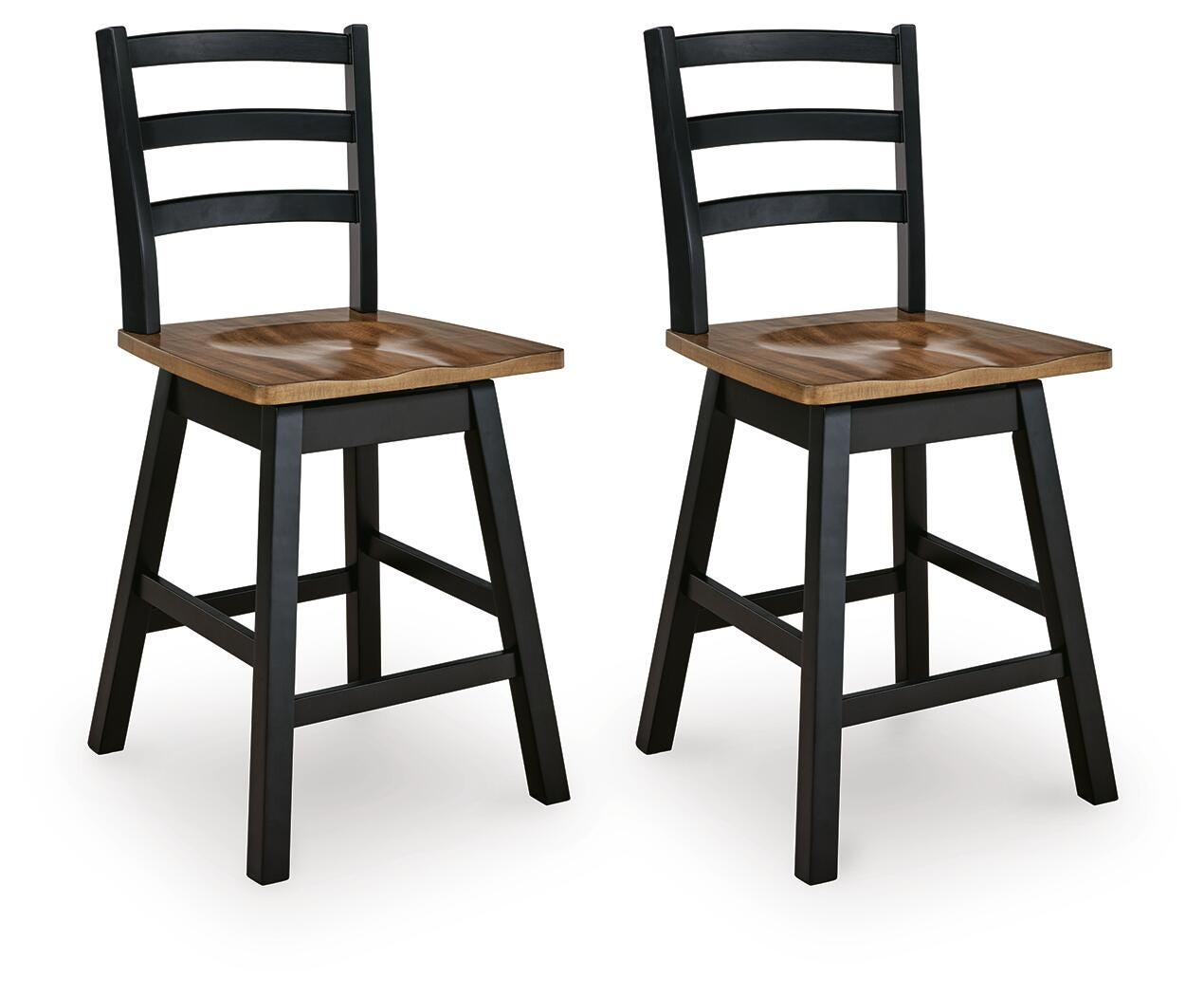 Wildenauer Brown/Black Counter Height Swivel Barstool (Set of 2) - Ornate Home
